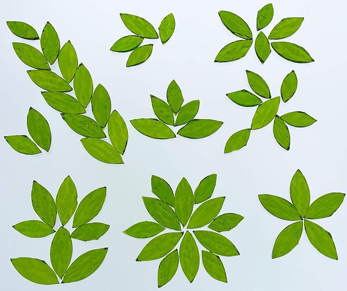 LITMIND 120 Pieces Olive Green Textured Transparent Mosaic Glass Petals & - Image 7