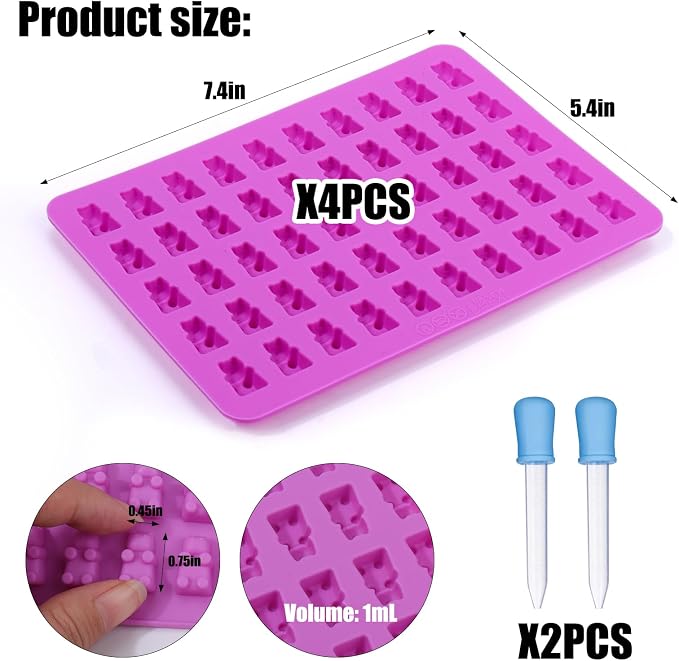 Palksky 4Pcs Gummy Bear Mold Silicone, Fruit Snack Molds, Gummies Trays Molds - Image 4