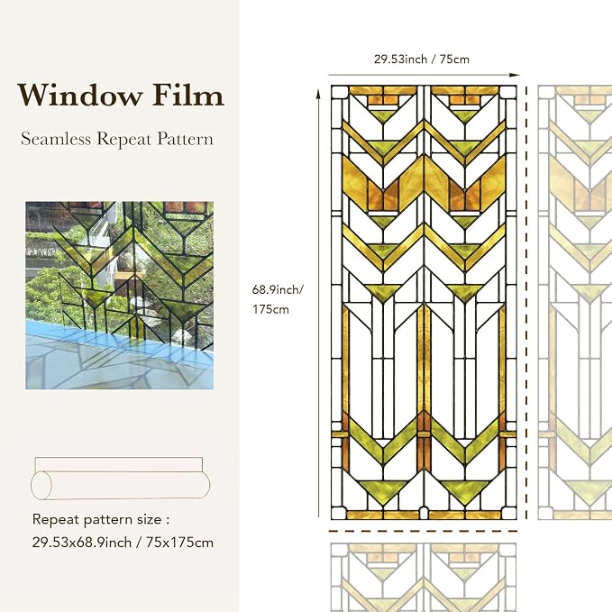 Faux Stained Glass Effect Transparent Window Film, Decorative Window Cling - Image 5