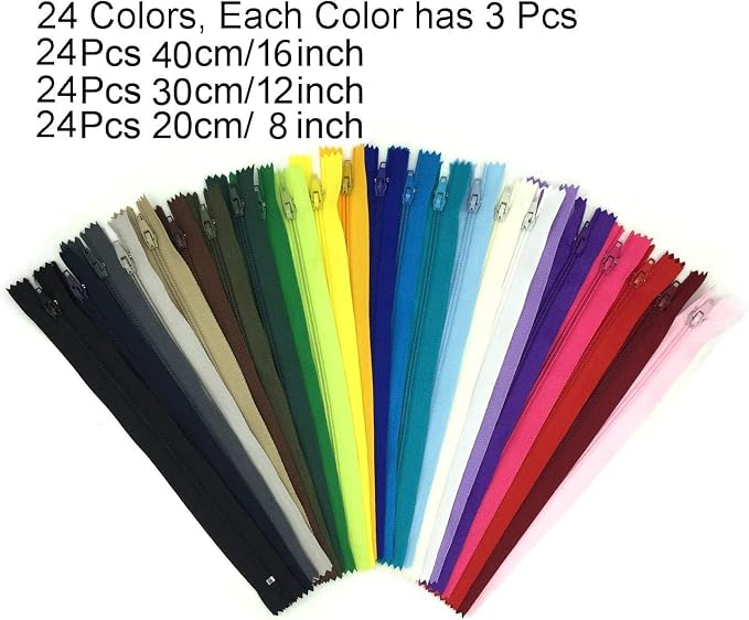 Zippers, DOITEM 72 pcs Zippers for Sewing 8 Inch 12 Inch 16 Inch Multicolor - Image 6