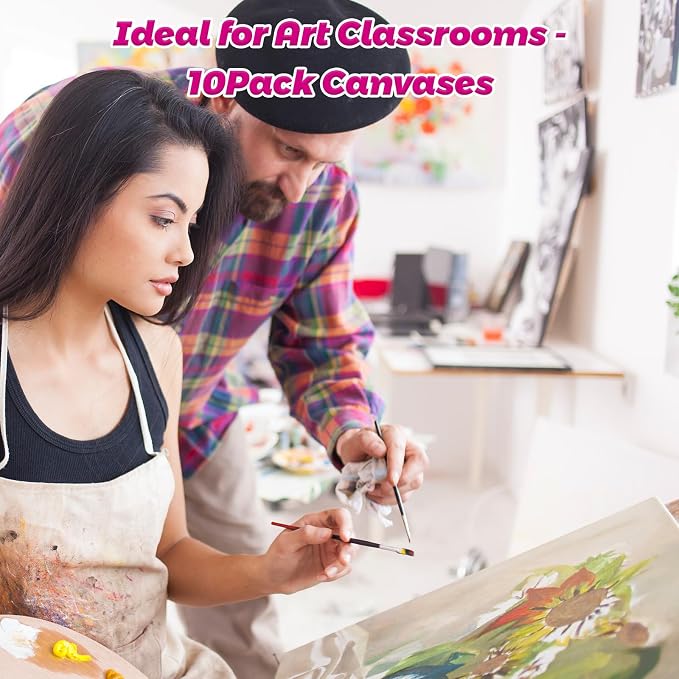 10 Pack 8"x10" Canvas Boards for Painting, 100% Cotton Triple Primed | Flat - Image 9