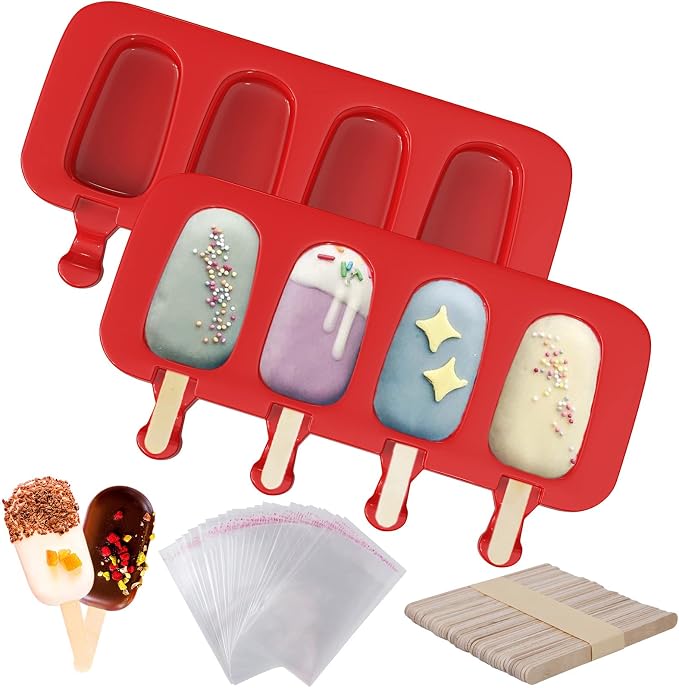 Ozera 2 Pack Popsicles Molds, Silicone Oval Homemade Cake Pop Molds | Reusable - Image 7