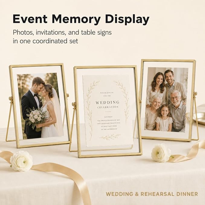 AceList Floating Picture Frame, 3 Pack 8x10 Gold Double Glass | Clear - Image 3