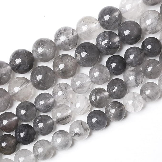 90pcs 4mm Natural Grey Cloud Crystal Stone Beads for Jewelry Making Energy Healing Power Stone Beads DIY Bracelet Necklace Accessories 15"(4mm, Grey Cloud Crystal)