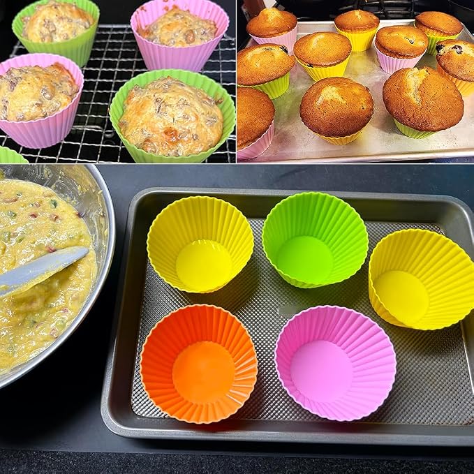 Extra Large Silicone Muffin Cups 24 Pack | Non-stick, - Image 6