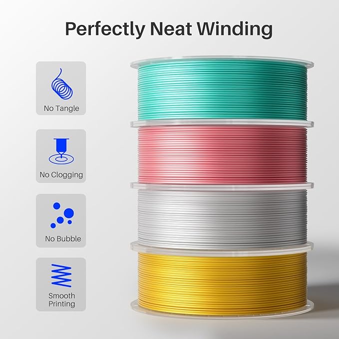 ELEGOO Silk PLA Filament 1.75mm Magenta Blue 1KG, Shiny Multi Color 3D Printer Filament Dimensional Accuracy +/- 0.05mm, 1kg Spool(2.2lbs) Fits for Most FDM 3D Printers
