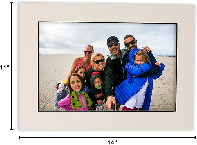 11x14 Mat Bevel Cut for 8.5x11 Photos - Acid Free White with Black Core Precut Matboard With Backing Board and Crystal Clear, Self Seal Photo Mat Bag - For Pictures, Photos, Framing - 4-ply Thickness