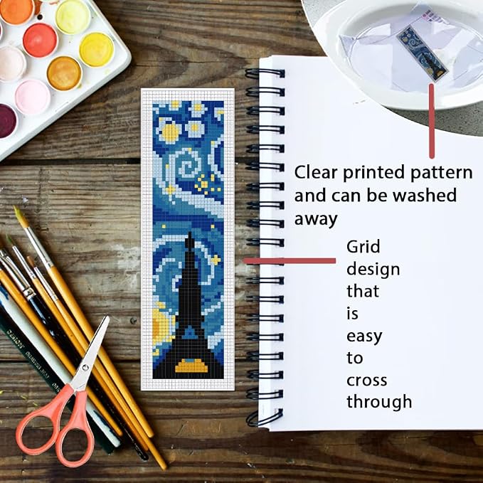 ORIGACH 6 Set Starry Night and Black Cat Cross Stitch Bookmark Kit - Image 3