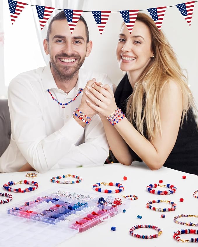 Goldwise 1578Pcs 4th of July Red White Blue Beads Bracelet Making Kit - Image 5