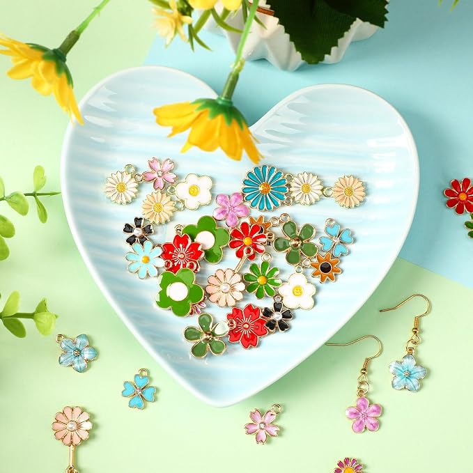 MARFOREVER 40 Pcs/20 Pairs Flower Charms - Image 2