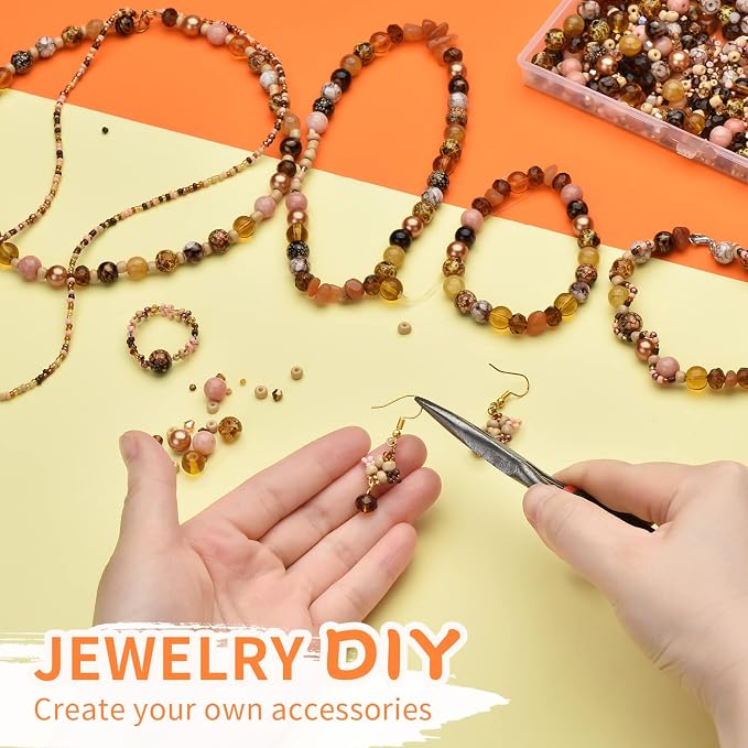 Craft Crystal Beads Jewelry Making Kit, Shade Brown Beads Including 8 Types of - Image 4