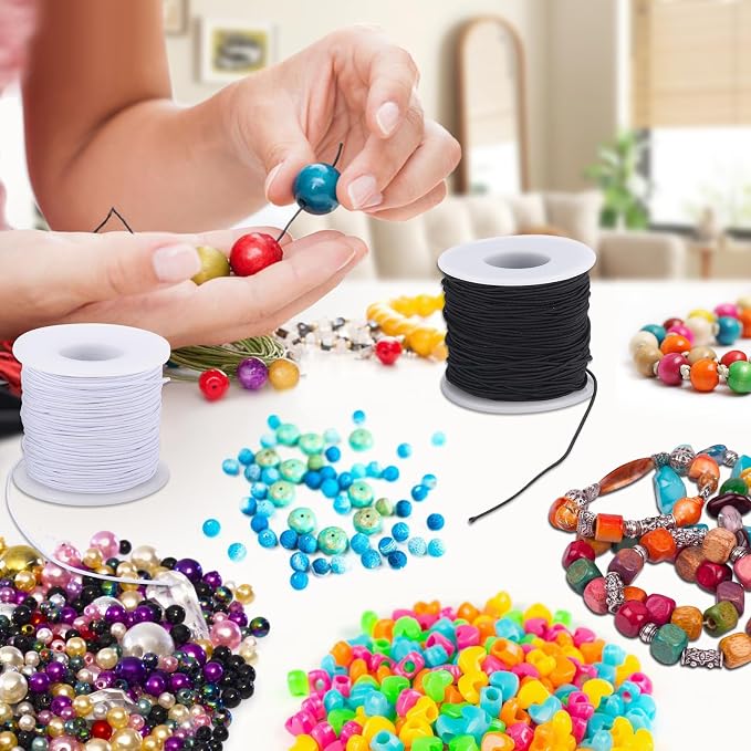 Stretchy String for Bracelets, 3 Rolls 0.8 mm 495 Feet Sturdy Elastic String - Image 5