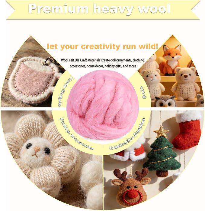 Wool Roving-3.5oz Needle Felting Wool, Soft Multi-Color Wool Fiber, Perfect - Image 3