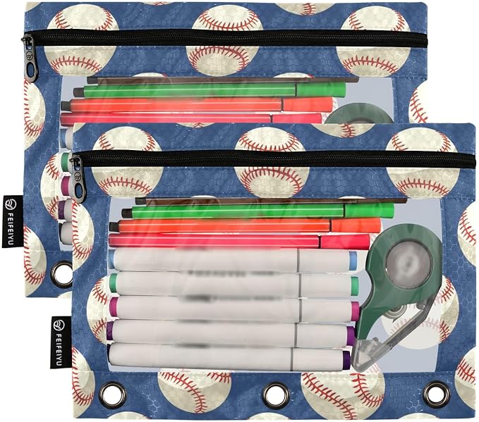 Custom Baseballs Ball Blue Pencil Pouch - Image 2
