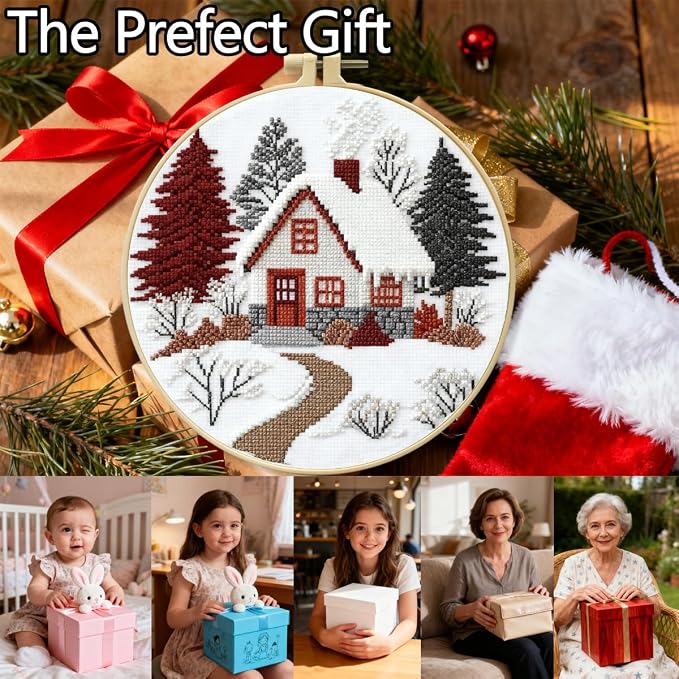Zhenqing Winter Cabin Stamped Cross Stitch Kit - Image 5