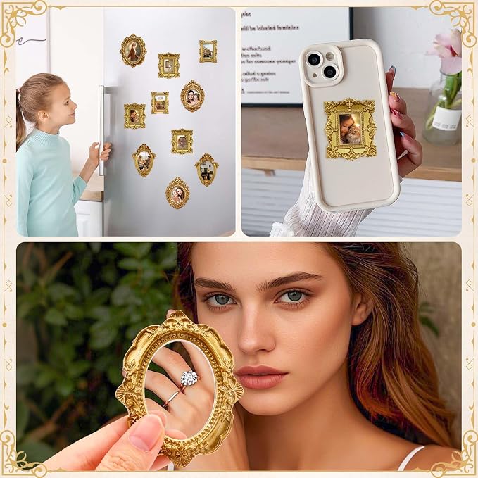 15 PCS Mini Vintage Frames, Tiny Resin Antique Frames, Small Gold picture photo - Image 6
