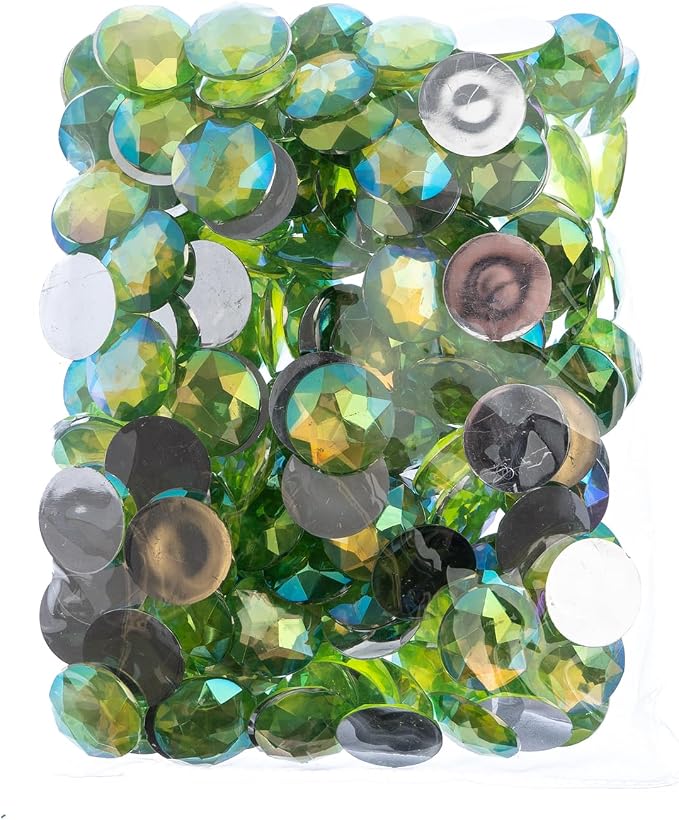John Bead 200 Pieces 20mm, Peridot AB, Acrylic Round Flat Back Rhinestones - Image 2