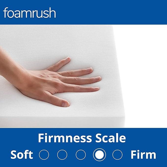 FoamRush 3" x 24" x 24" Gel Memory Foam Upholstery Square Cushion Medium Firm (Chair & Wheelchair Seat Cushion Replacement, Square Foam Dining Chairs, Couch, Sofa, Rubber Padding)