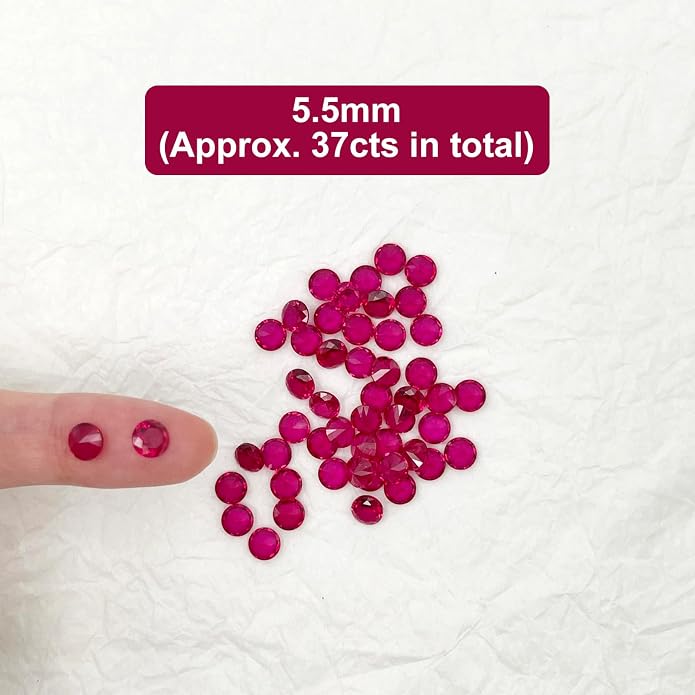 50Pcs Loose Synthetic Ruby Stone Bulk Wholesale Round Brilliant Cut Diamon - Image 2