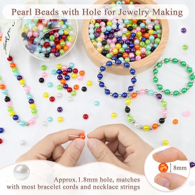 DUQGUHO Pearls for Bracelets 6mm Colorful Beads for Jewelry Making Fake Plastic - Image 2