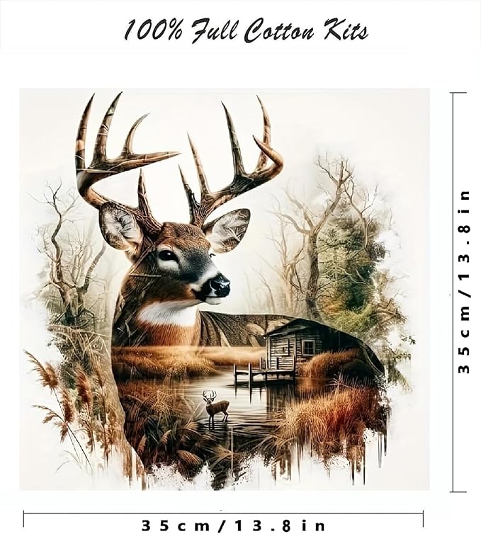 Deer Stamped Cross Stitch Kits for Adults, Animal 11CT Needlepoint Counted - Image 2
