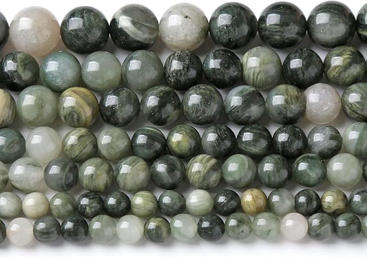 90pcs 4mm Natural Green Hair Quartz Stone Beads for Jewelry Making DIY Bracelet Necklace Accessories 15" Energy Healing Power Round Stone Beads(4mm, Green Hair Quartz)