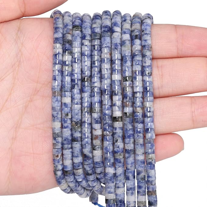 150Pcs 4×2mm Natural Blue Spot Jasper Spacer Stone Beads - Image 3