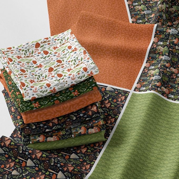 Woodland Patchwork Fabric Panel 100x155 cm – 100% Cotton Satin, 6 Coordinated by FabricsTown