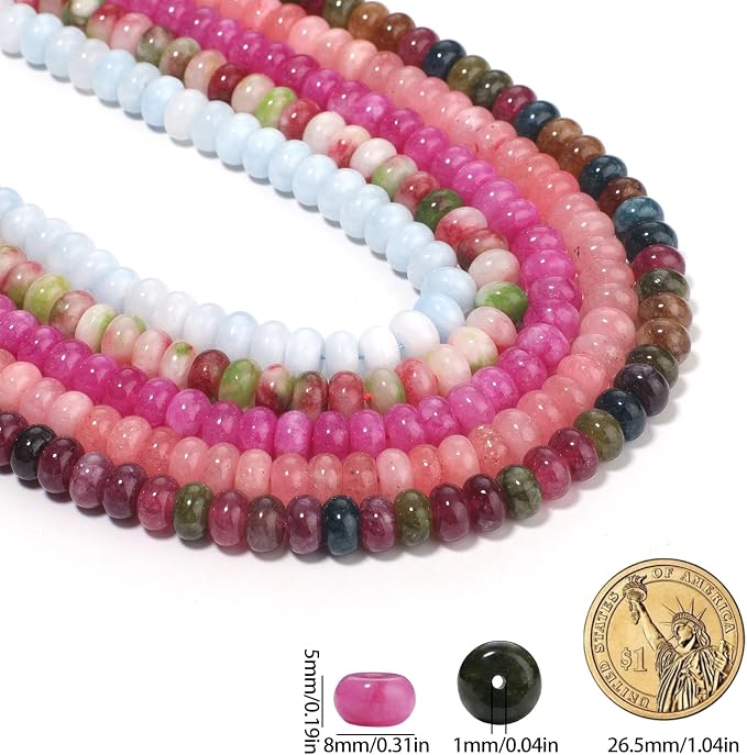 Songxi 5x8mm Natural Deep Purple Chalcedony Stone Rondelle Beads, Gemstone - Image 4