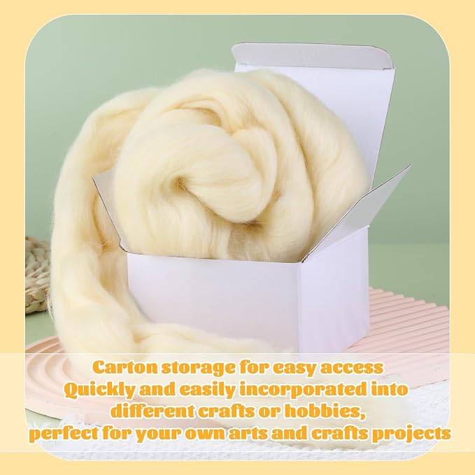 3.53oz Wool Roving, Wool Felting Supplies, Pure Wools, Chunky Yarn, Spinning - Image 8