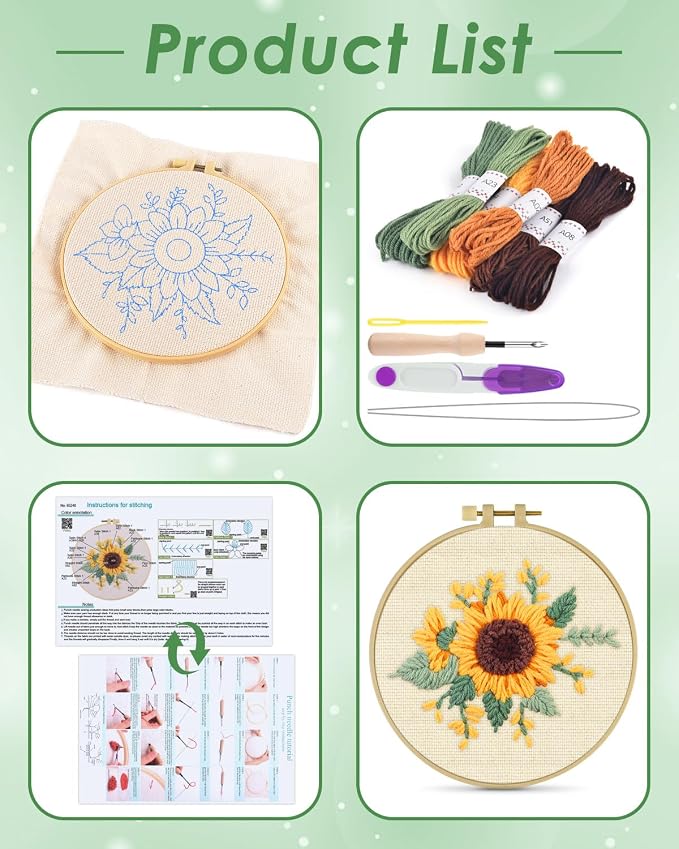 ERKOON Punch Needle Kit Beginners Adults, DIY Easy Flower Embroidery Set - Image 2