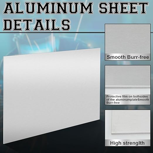2 Pack 5052 Aluminum Sheet Metal 8" x 10" Aluminum Plate 1/8 (0.125'') Inch Thickness Rectangle Metal Panels for Industry Crafting Handcraft DIY Projects