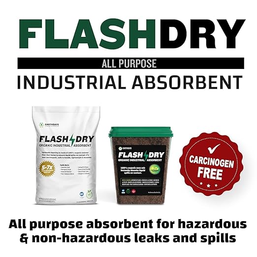 FlashDry All Purpose Organic Industrial Absorbent - 5 Liter Bucket, Case of 2- Instantly Absorbs Liquid Spills - Safer and 5-7x More Absorbent Than Clay - Lightweight & Refillable - OSHA Compliant