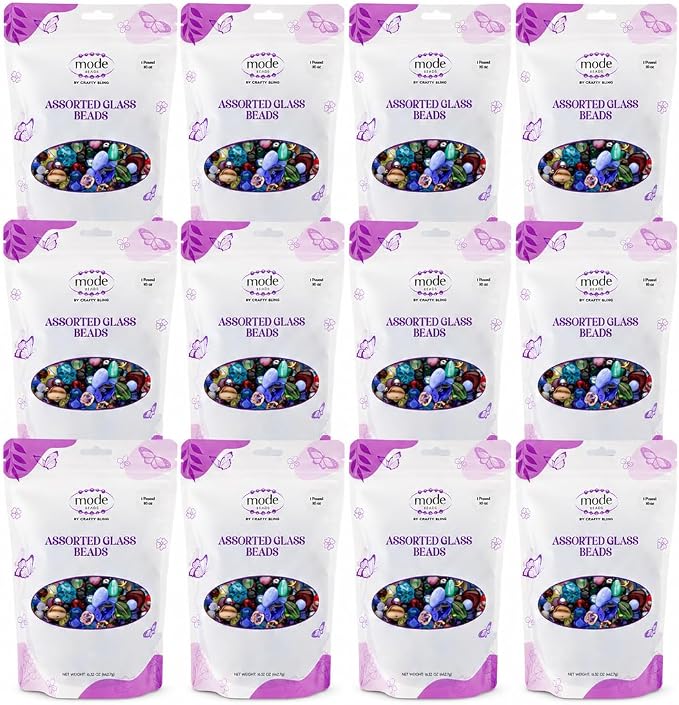 One Pound Assorted Glass Beads for Jewelry Making, DIY Lamp Work, Arts and by ModeBeads