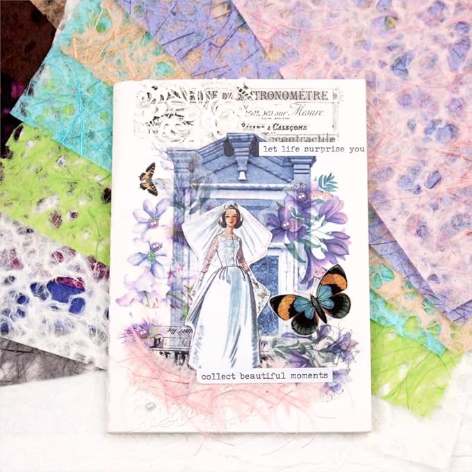 20 Sheets A5 Textured Mulberry Scrapbook Paper, Variety Colors for Scrapbooking, Junk Journals, Collage, Art Journaling, Card Making, DIY Paper Craft