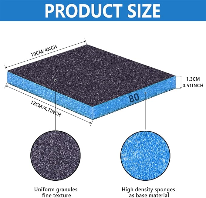 16 Pack Sanding Sponge, 60 80 100 120 150 180 240 320 Coarse Medium Fine Grits Sanding Block,Wet Dry Sandpaper Block Sandpaper Sponge for Wood Metal FurniturePaint and Drywall