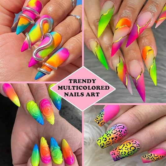 13 Colors Neon Phosphor Pigment Powder Set, Super Bright Fluorescent Nail Pigment Dust Nail Glitter for Gradient Iridescent Gel Polish Nail Art Decoration, Resin Craft