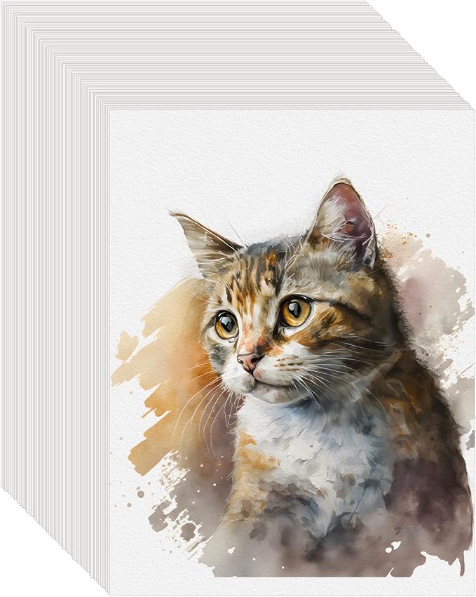 50PCS 8.5x11 Watercolor Paper Bulk, 140lb/300g Cold Press Thick Water Color by KINLINK