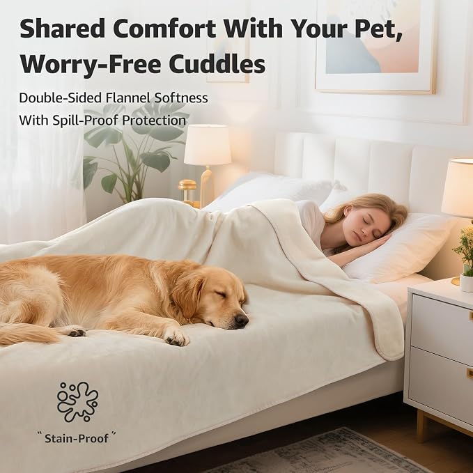 LOOBANI Waterproof Blanket for Bed: Reversible Soft Flannel Twin Bed Blanket - Image 2