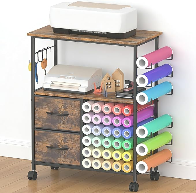 Craft Table Compatible with Cricut Machines Rolling Craft Storage Cart with by OYEAL