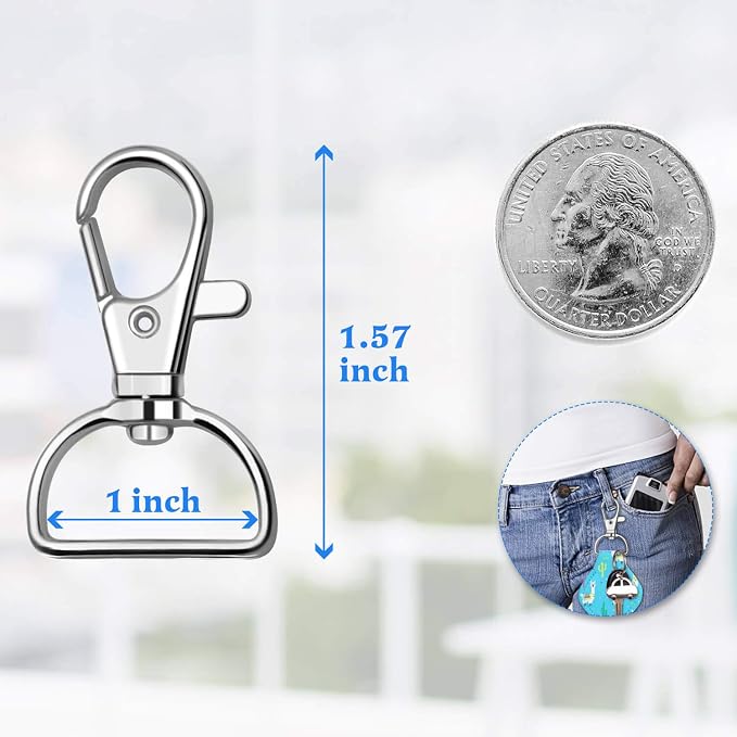 Key Chain Clip Hook, Anezus D Ring Clip Keychain Lanyard Swivel Snap Hooks Clip - Image 3