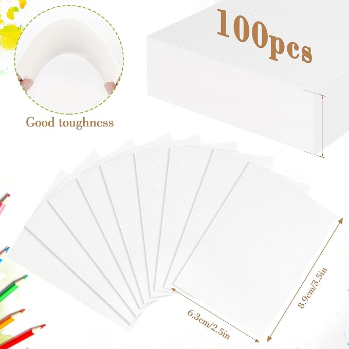 100PCS 2.5x3.5 Watercolor Paper Bulk, 140lb/300g Cold Press Thick Water Color - Image 2