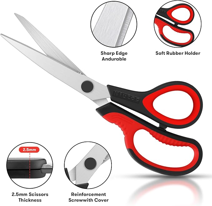 Scissors, Niutop 8" All Purpose Scissors Heavy Duty Ergonomic Comfort Grip - Image 4