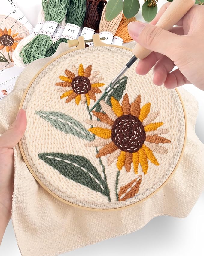 ERKOON Punch Needle Kit Beginners Adults, DIY Easy Flower Embroidery Set - Image 5