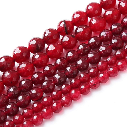 90pcs 4mm Faceted Red Jade Gemstone Beads Natural Stone Round Loose Spacer Beads for Jewelry Making DIY Bracelet Necklace 1 Strand 15inch