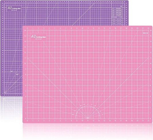 HEADLEY TOOLS 18"x24" Thickened Self Healing Cutting Mat, A2 Rotary Cutting Sewing Mat for Crafts, Double Sided 5-Ply Table Cutting Board for Fabric Quilting Patchwork Arts Hobby Project, Pink/Purple