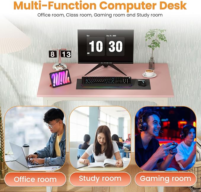 PayLessHere | 32 Inch Computer Desk | Pink | Office Desk - Image 5