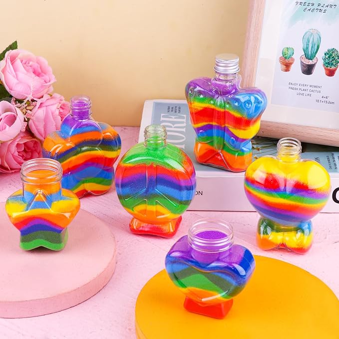 60Pcs Heart & Flower Shaped Plastic Bottles DIY Colored Sand Bottle Kit - Image 7