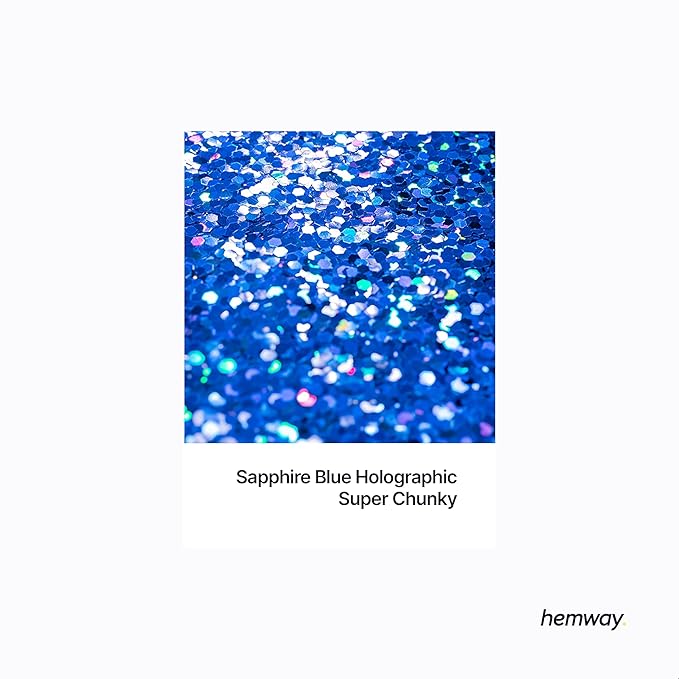Hemway Glitter for Resin 100g Sapphire Blue Holographic Metallic Crystals for Epoxy Craft Super Chunky Flakes Tumblers Wax Melt