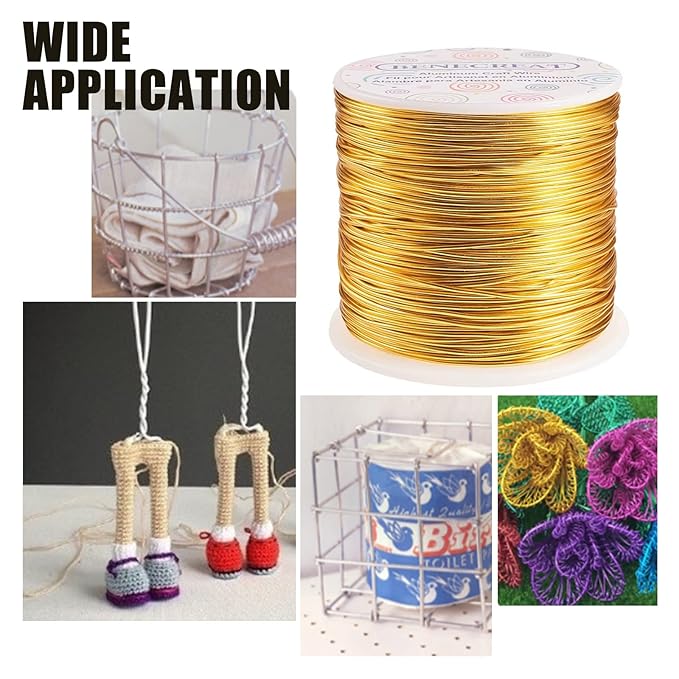BENECREAT 15 Gauge 220FT Aluminum Jewelry Craft Wire - Anodized Metal Beading Wire for Floral Craft, Gem Wrapping, Necklace & Bracelet Making - Copper Tone